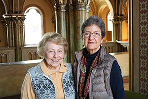 Franciscan Sisters of Perpetual Adoration, Sister Fran Sulzer and Sister Beth Saner pose in Mary of the Angels Chapel