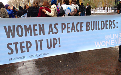 Sign at U.N. Commission on Status of Women