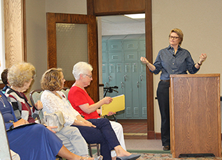 Erin Healy speaking at St. Rose Convent