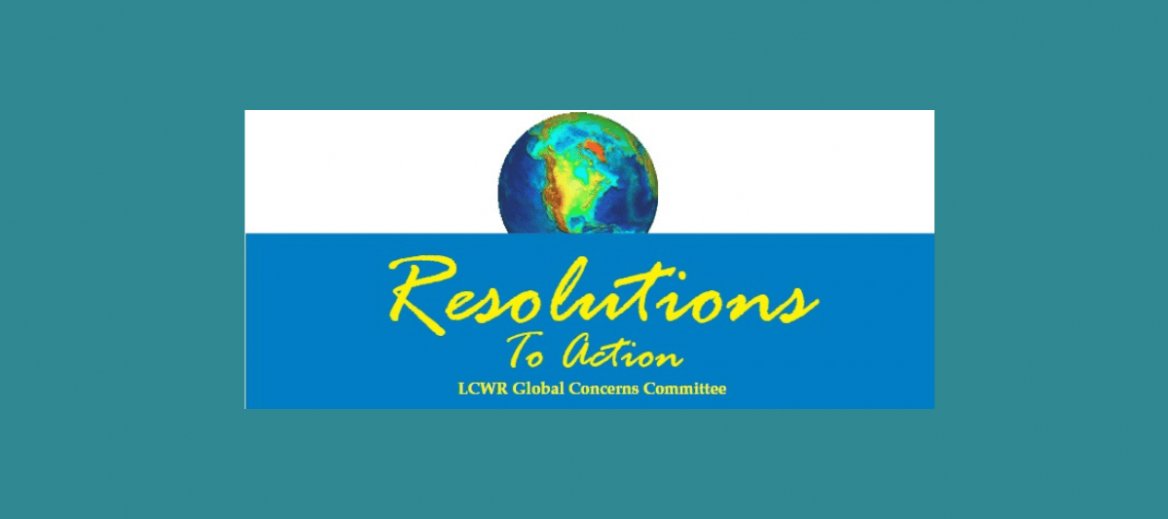 Graphic of world globe with text reading Resolutions to Action