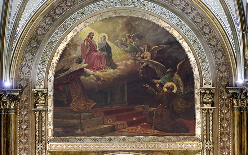 Saint Francis of Assisi painting above main altar in Mary of the Angels chapel