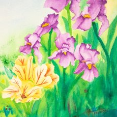 Irises in Grass | Watercolor | 2012