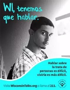 WI we need to talk poster encouraging discussion about human trafficking