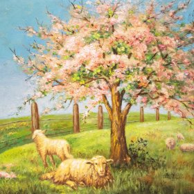 Sheep in Pasture | Oil | Between 1910-1955
