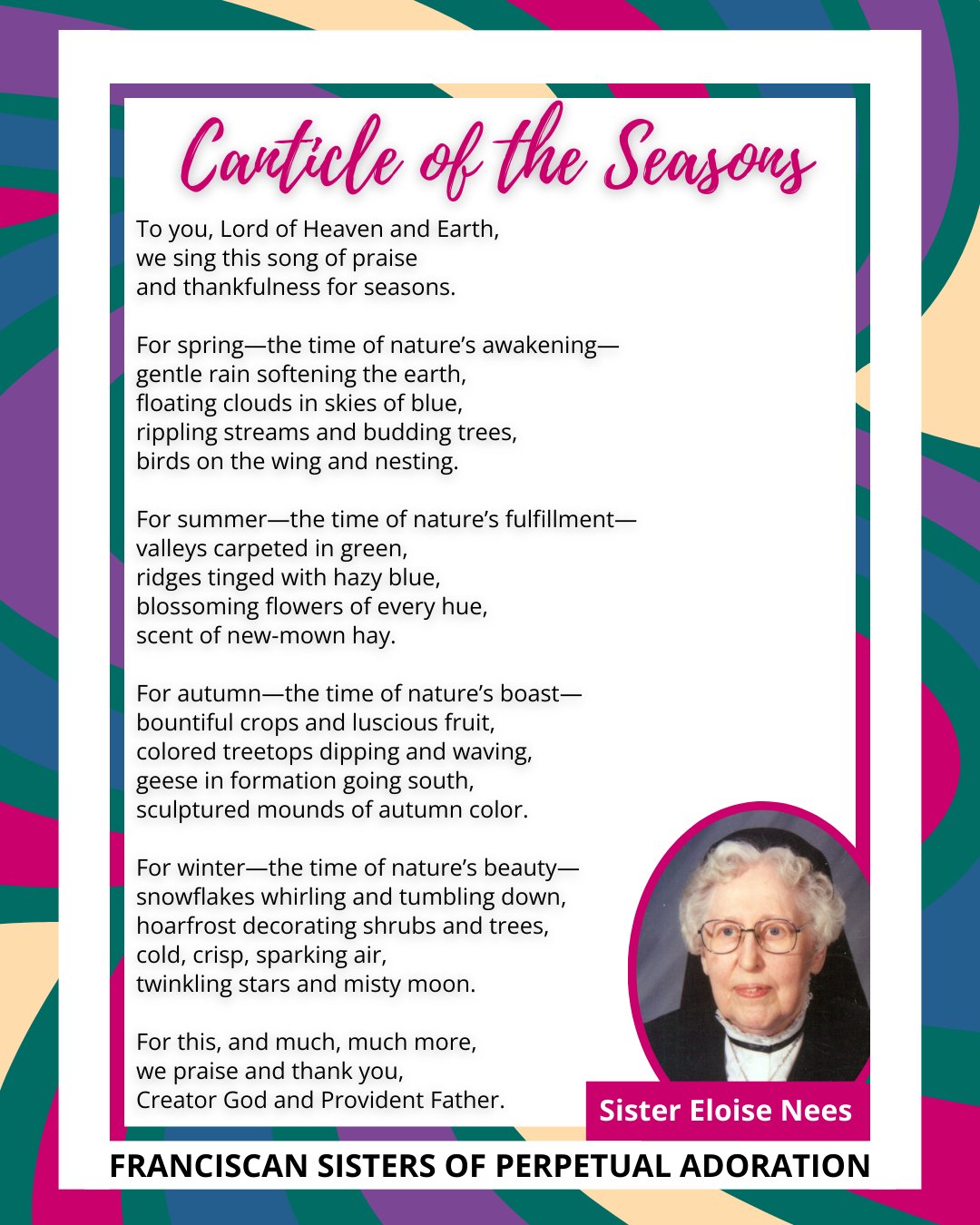 Sister Eloise Nees poem and portrait 
