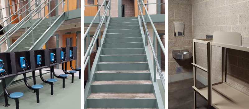 Three interior images of La Crosse County Jail