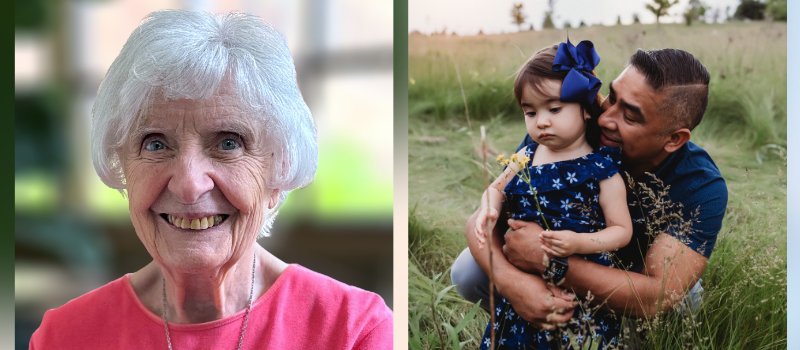 Sister Maria Friedman portrait and Julio Vera with his daughter