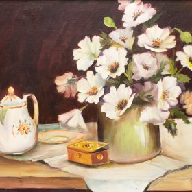 Still Life with Flowers and Teapot | Oil | Between 1970-2000