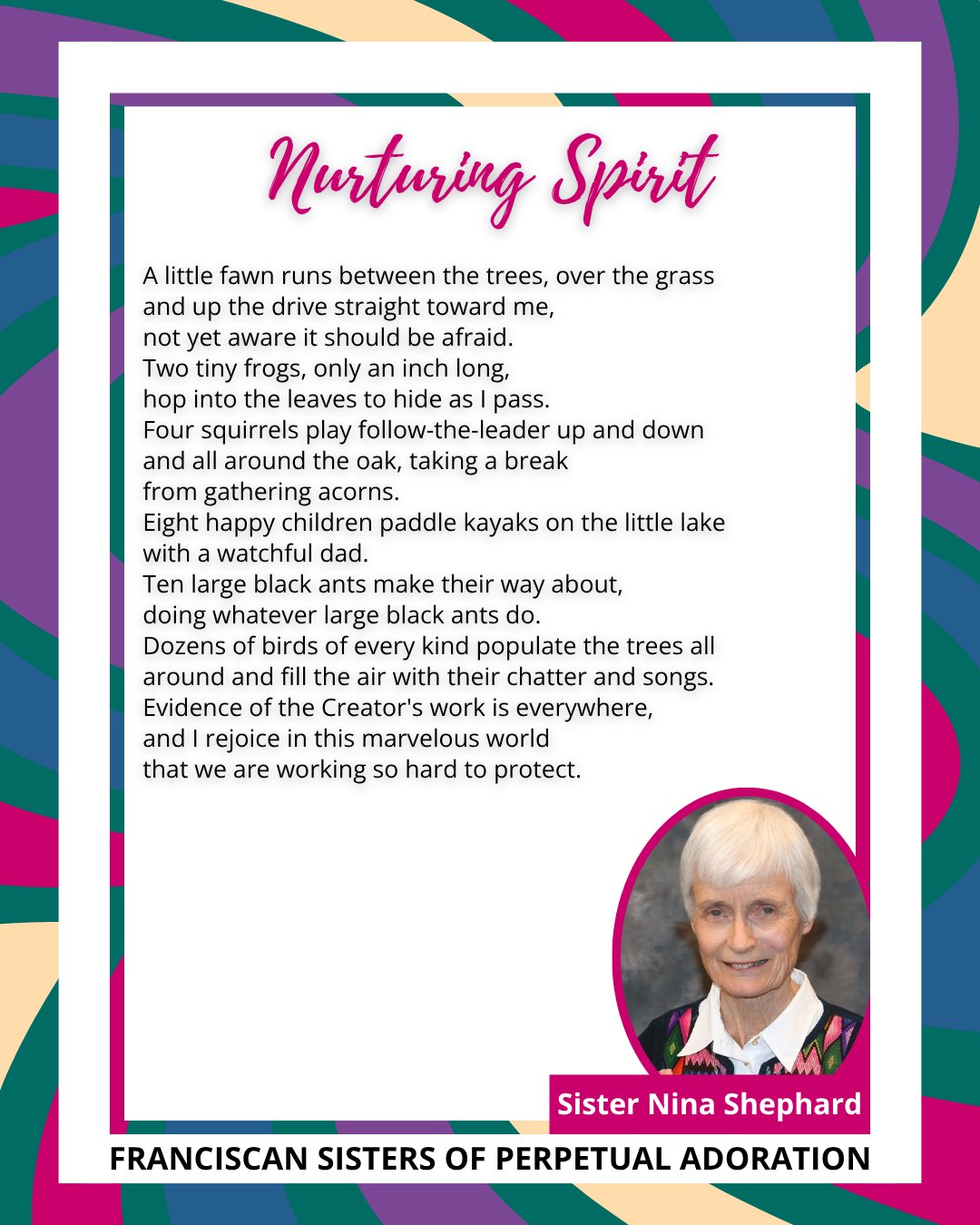 Sister Nina Shephard's portrait and poem graphic