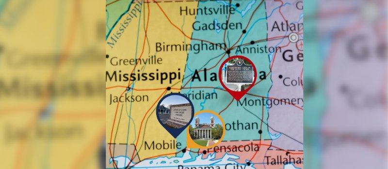Map of all the sites for the Sister Thea Bowman pilgrimage