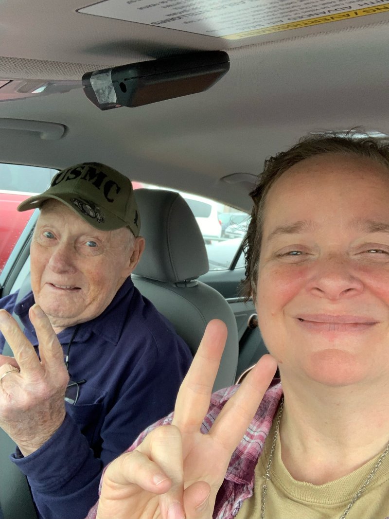 Sister Meg Earsley and her father traveling to Washington DC