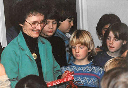 Sister Betty with students in 1987