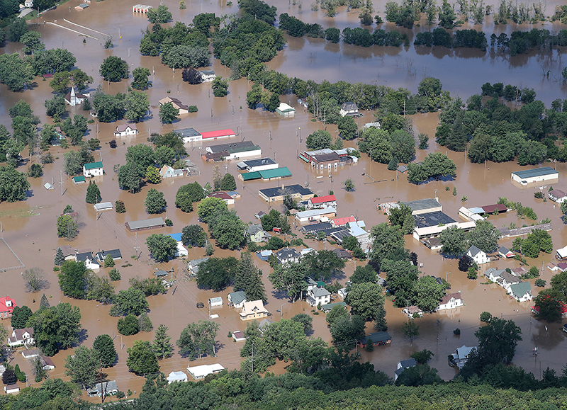 Aerial view of flooding in Gays Mills, Wisconsin, as pictured on Aug. 29, 2018