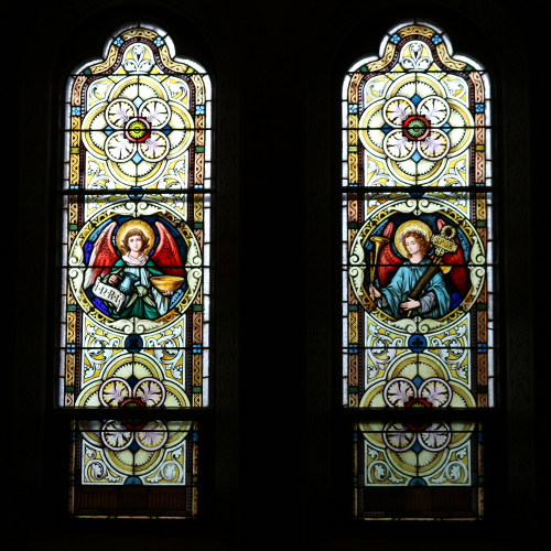 Bavarian stained glass windows in Mary of the Angels Chapel, La Crosse, WI