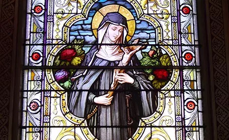 Stained glass window of Cresentia Hoess