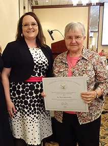 Sister Fran Browning with award