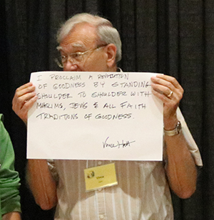 Affiliate Vince Hatt at A Revolution of Goodness holding his proclamation of goodness