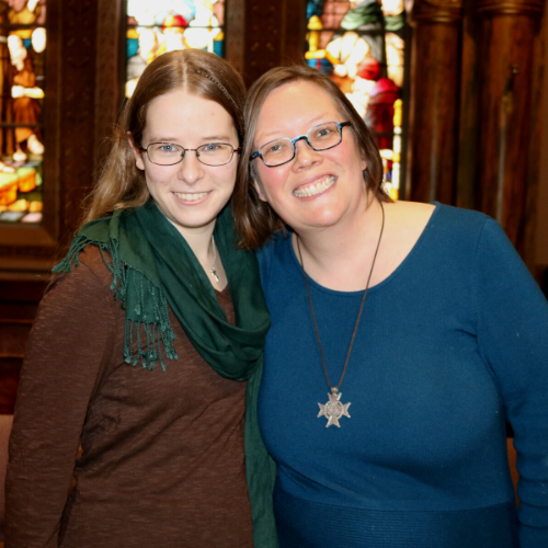 Anna Taylor and Franciscan Sister of Perpetual Adoration Julia Walsh pose for a photo