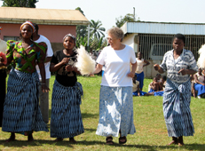 Mary Kathryn Fogarty dancing with Africans