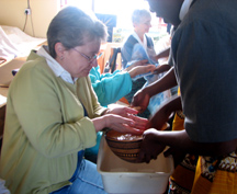 Sharon Berger washing hands