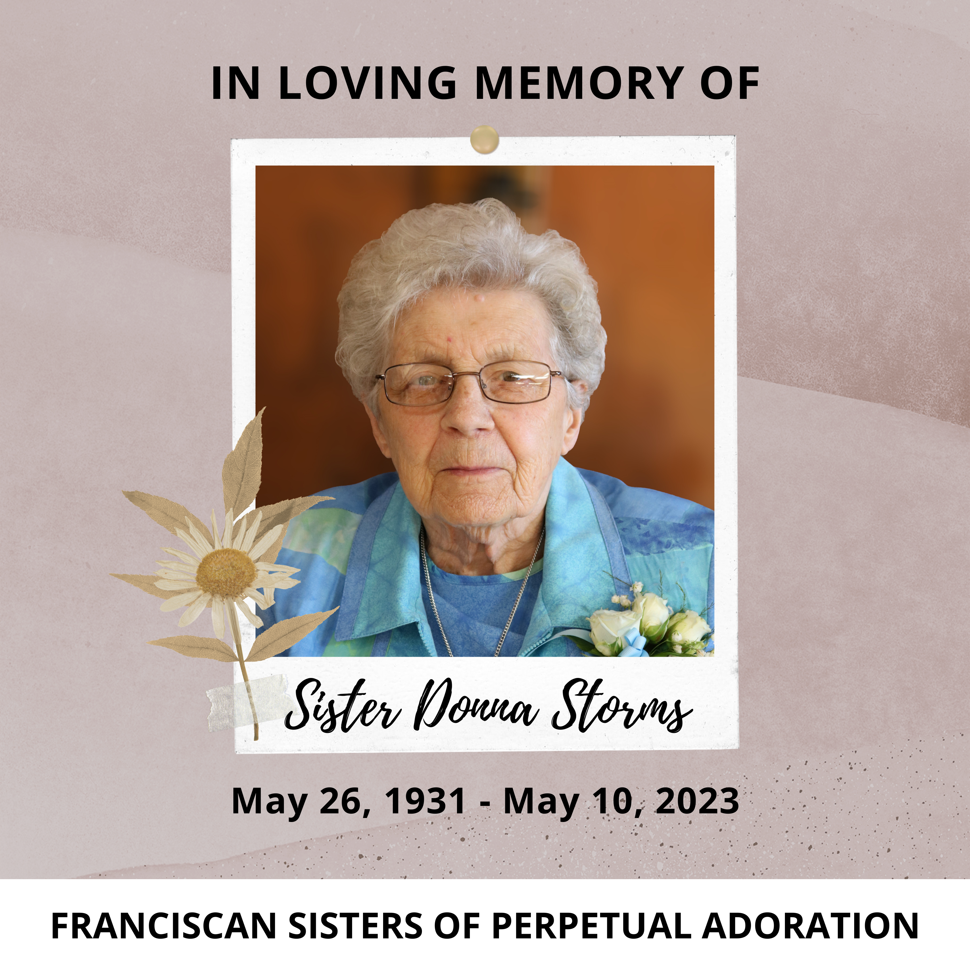 Franciscan Sister of Perpetual Adoration Donna Storms in loving memory
