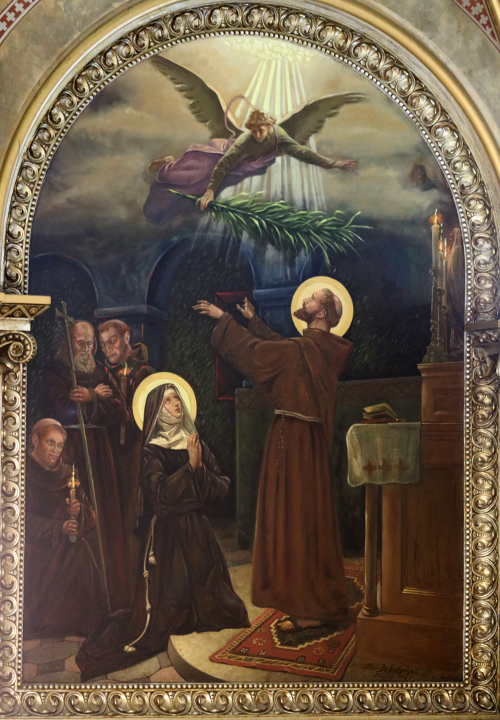 St. Clare and Second Order painting in Mary of the Angels Chapel, La Crosse, WI