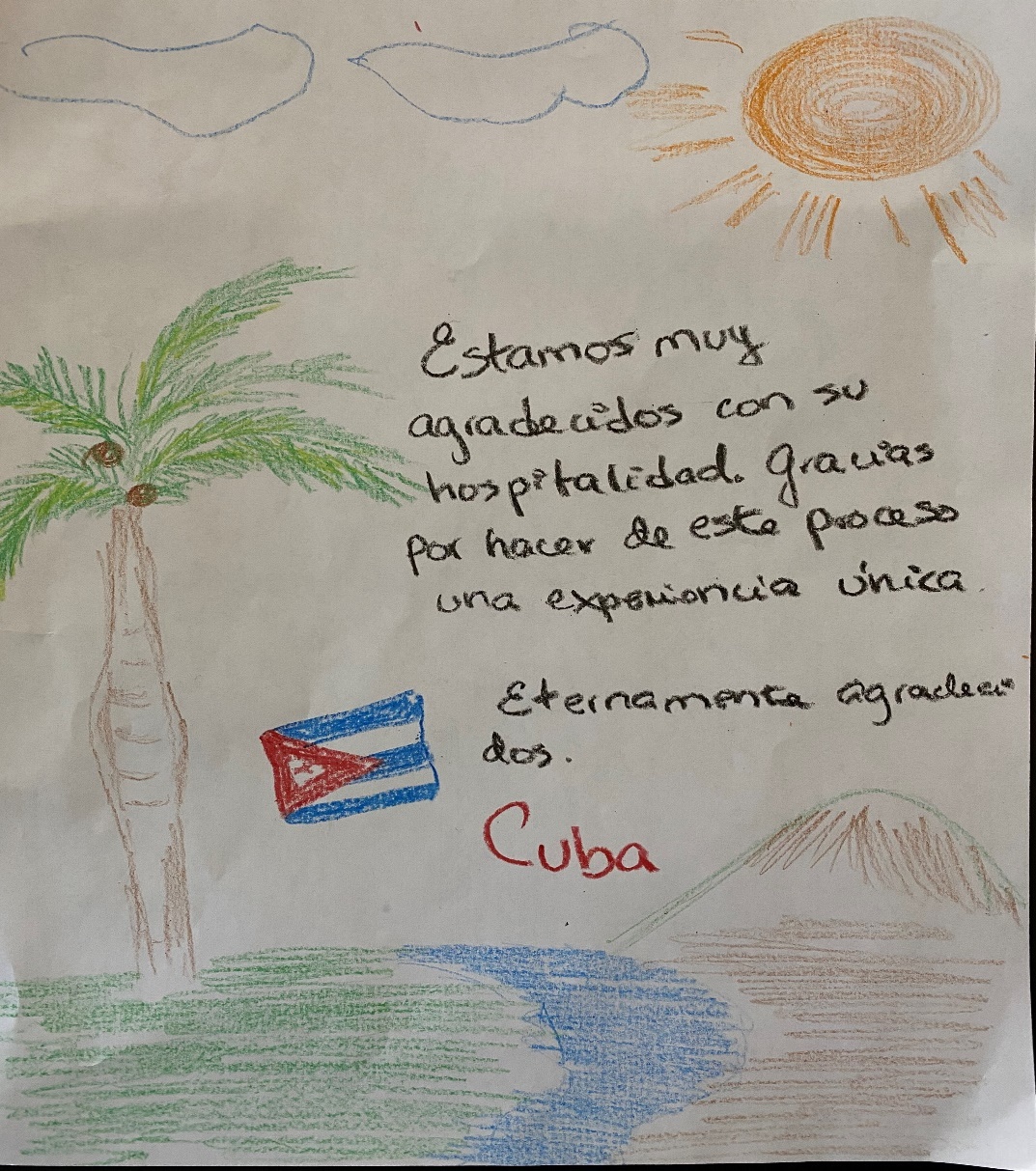 Thank you note written in Spanish