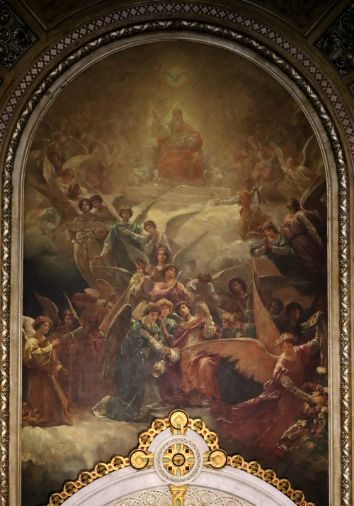 Triune God painting above altar in Perpetual Adoration Chapel, La Crosse, WI